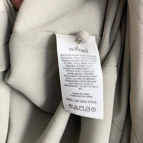 Aritzia Wilfred Mambo Dress Midi Victorian Button Down Tie US 8 Sage Green - Picture 15 of 15